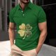 thumbnail image 1 of Blusa y camisa de manga corta con cuello vuelto para hombre, informal, de manga larga, con botones estampados, de poliéster, 1 of 5