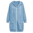 thumbnail image 6 of Women's Zip Up Hoodies Long Tunic Sweatshirts Oversized Fleece Casual Long Sleeve 2026 Fall Hoodie Jacket Coat, Light Blue, M, 6 of 6