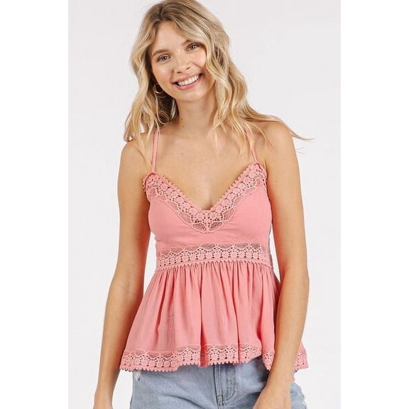 Mittoshop Crisscross Back Lace Detail V-Neck Cami