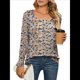 thumbnail image 1 of Camiseta Tipo Túnica de Larga con Cuello Cuadrado para Mujer, Holgada, de Cintura Alta, Estampada, para Otoño Flor de la Fundación M, 1 of 10