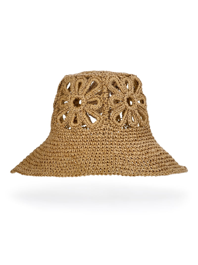 No Boundaries Floral Straw Bucket Hat, Women display picture 1
