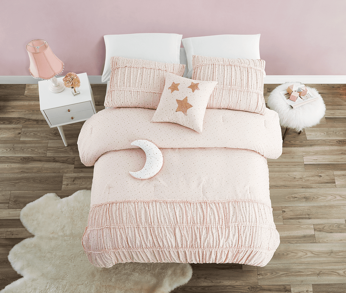 Celestial Princess Pink 5-Piece Microfiber Comforter Set - Full