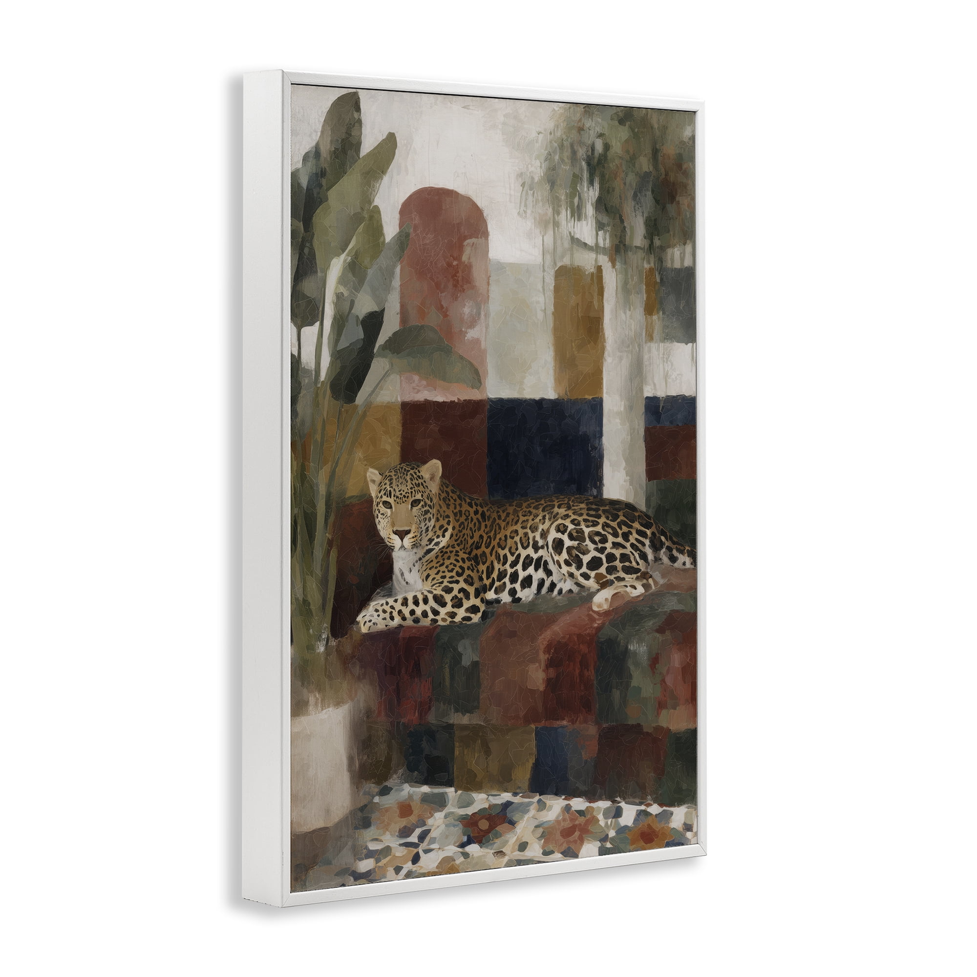 Stupell Industries Jaguar Among Tropical Palms White Framed Giclee Art, design by Chromatic Storm Studio