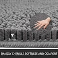 thumbnail image 4 of LOCHAS Luxury Bathroom Rug Shaggy Bath Mat 24 x 60 Inch, Washable Non Slip Bath Rugs for Bathroom Shower, Soft Plush Chenille Absorbent Carpets Mats, Gray, 4 of 7