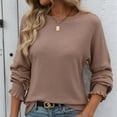 thumbnail image 7 of BLVB Women's Knitted Tops Trendy Ribbed Crewneck Ruffle Long Sleeve Shirts Casual Fall Going out Blouse, 7 of 7