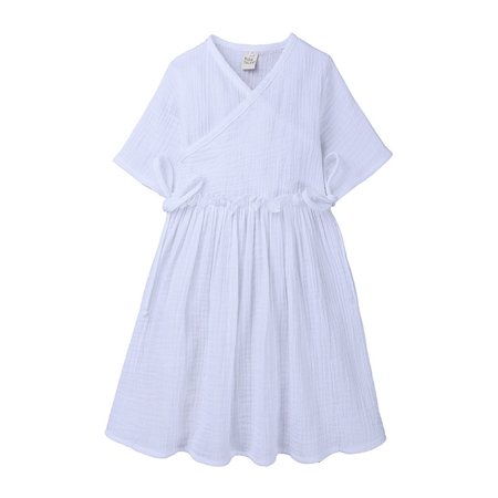 

QWERTYU Infant Baby Toddler Child Children Kids Summer Dress Short Sleeve Dresses Ruched Sundress for Girls 9M-4Y 110