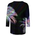 thumbnail image 4 of Gibobby Blusas Elegantes Para Mujer Blusa de manga cuartos con cuello redondo y estampado de plumas para mujer（J， L), 4 of 5