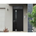 thumbnail image 2 of Front Exterior Prehung Steel Door / Cynex 6777 Black / Top Exterior Window / Stainless Inserts Single Modern Painted-W32" x H80+16"-Right-hand Inswing, 2 of 6
