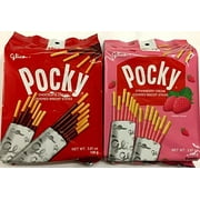 NineChef Bundle - Glico Pocky Family Fun Pack 3.81 oz & 3.81 oz 9 packs (Chocolate and Strawberry Pack of 2)   1 NineChef ChopStick