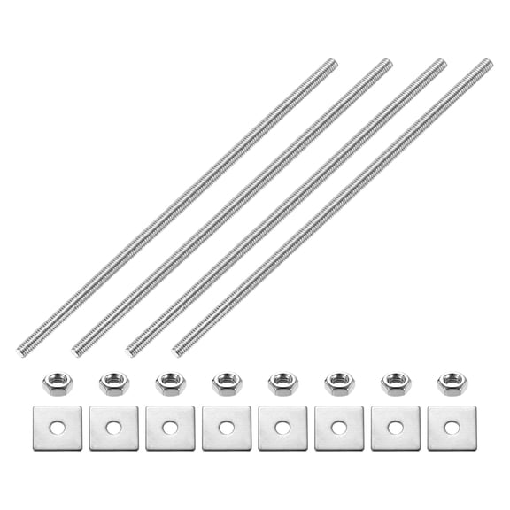 4Pack Fully Threaded Rod, M4 x 200mm 304 Stainless Steel with Nuts Washers