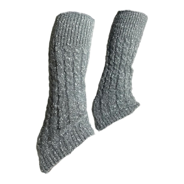 Calentadores de pierna de patinaje figurado altos calcetines calientes calientes calcetines de calcetines de patinaje de cable para entrenamiento de Gris