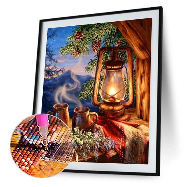 Cuadros Decorativos Kits de pintura de diamante 5D DIY Juego de imágenes de pared de mosaico de lámpara de aceite de taladro redondo completo Wdftyju embutido en tela