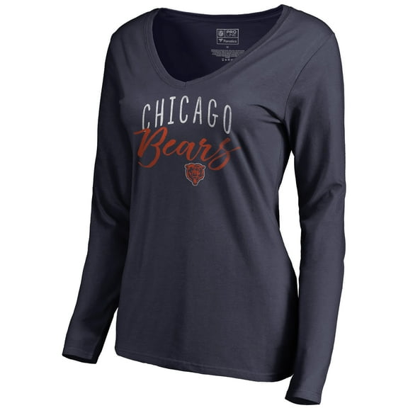 Women's Navy Chicago Bears Graceful Long Sleeve V-Neck T-Shirt