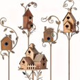thumbnail image 2 of 1pc Metal Bird House With Pole Metal Garden Bird House Birdhouse Decoration Ornament Castle Metal Style, 2 of 4