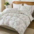 thumbnail image 5 of Move Over Sketch Floral Duvet Cover Set King Size100% Natural Cotton Green Floral Bedding Set 3 Pcs Soft and Reversible Botanical Duvet Cover Set with Zipper Closure and Ties, 5 of 7