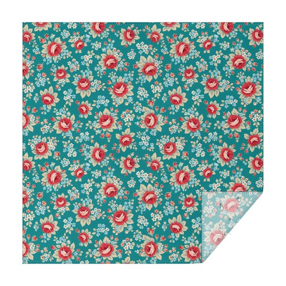 Pioneer Flower Floral Print Pattern Square Tablecloth, Waterproof Wipeable Spillproof Washable Table Cover for Home Kitchen Party and Daily Decor 60"x60"