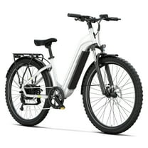 SISIGAD Electric Mountain Bike, 500W Electric Bike for Adults, 7-Speed and Dual Full Suspension, 48V 15Ah 27.5 inches Wheel, White