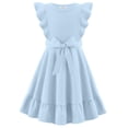 thumbnail image 1 of Vestido Arshiner para niñas, azul claro, dobladillo con volantes, tallas 10-12, 1 of 6