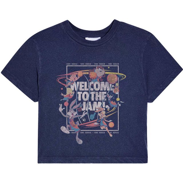 Space Jam - Camiseta Welcome To The Jam Personaje de Algodón para Mujer (Azul Marino)