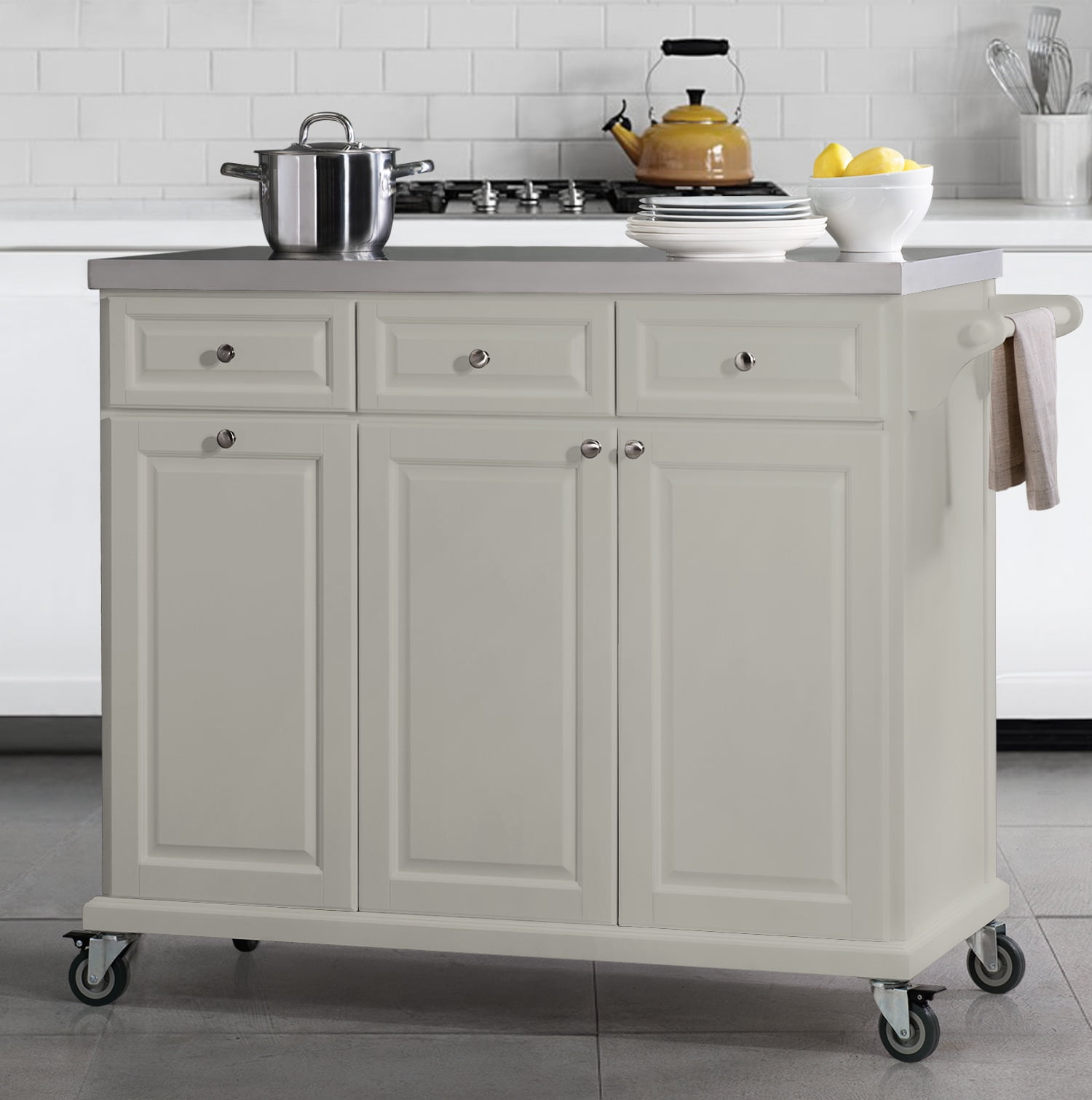 SJ Collection Buckhead Portable Kitchen Island Cart on Wheels w
