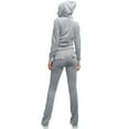 thumbnail image 3 of J. METHOD Women’s Tracksuit Set Casual 2 Piece Outfit Slim Fit Velour Velvet Zip Up Hoodie Jacket Top and Sweatpants Sweatsuit NEWTS03 Gray Mist M, 3 of 6