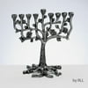 Rite Lite 9.5" Hanukkah Distressed Traditional Tree with Leaves Menorah - Silver