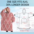 thumbnail image 4 of Oversized Wearable Blanket Hoodie,Pink Geometric Quatrefoil Pattern Sherpa Blanket Hoodie with Super Pockets,Super Warm Fuzzy Pullover for Women & Men, 4 of 6
