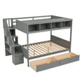 thumbnail image 4 of Gray Twin Over Full Bunk Bed w/ Storage Staircase &amp; Drawers, Solid Wood Frame, 93"x58", for Bedroom. Maximize space with shelves &amp; safe design., 4 of 17