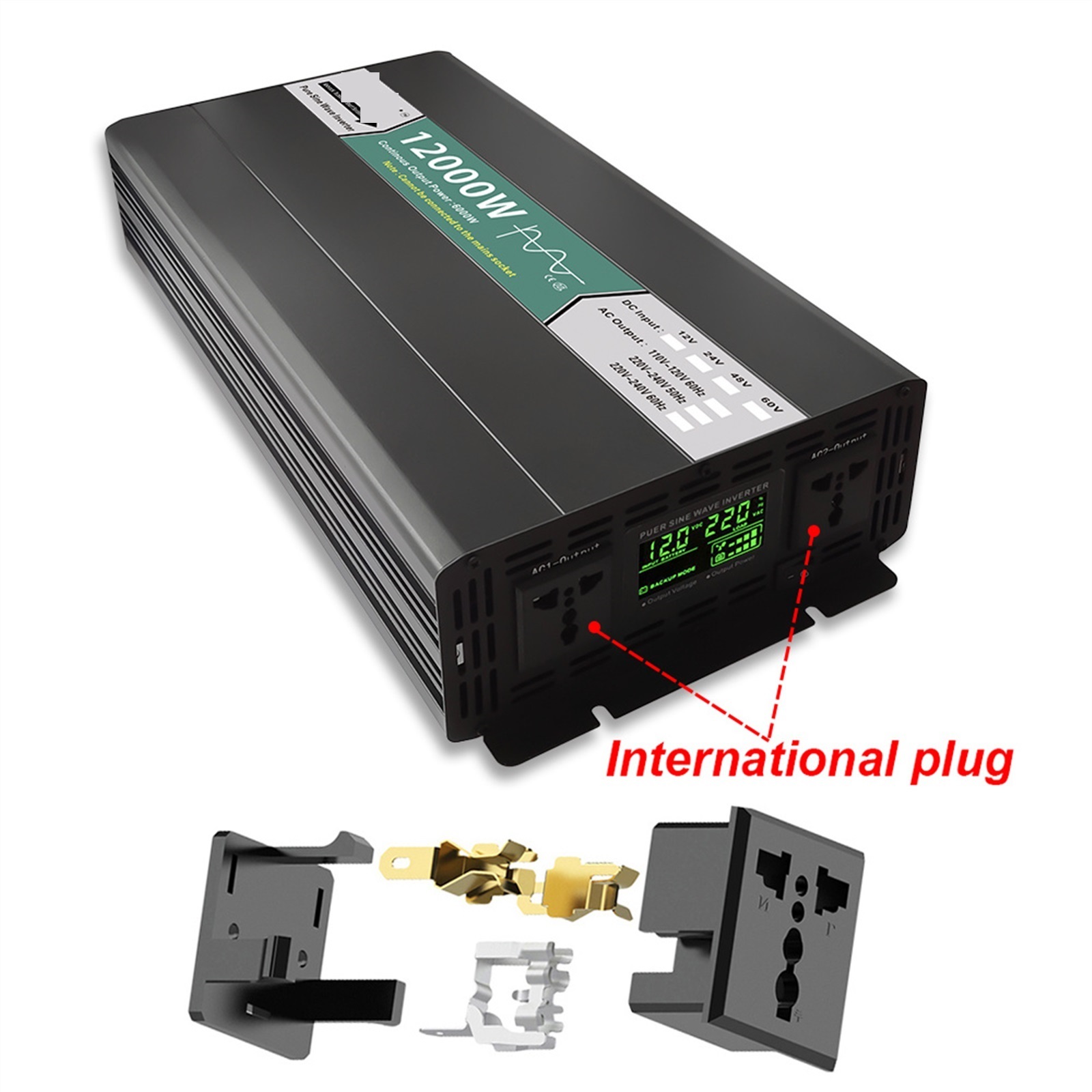 Pure Sine Wave Solar Inverter 12V 24V 48V DC To AC 8000w 12000W Portable Power Bank Converter Remote Controller