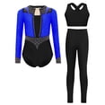 thumbnail image 1 of Moggemol Girls Figure Ice Skating Outfits Ballet Dance Performance Bodysuit Unitards Athletic Jumpsuit Blue 14, 1 of 7