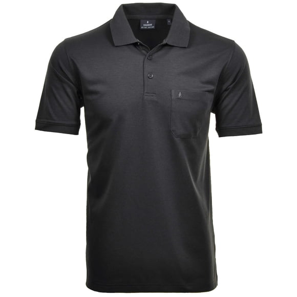 RAGMAN Polo Hombre - Top, Polo de Punto Suave, Mezcla de Algodón, Bolsillo en el Pecho, Tapeta de Botones, Corto, Color sólido Gris oscuro L (Large)