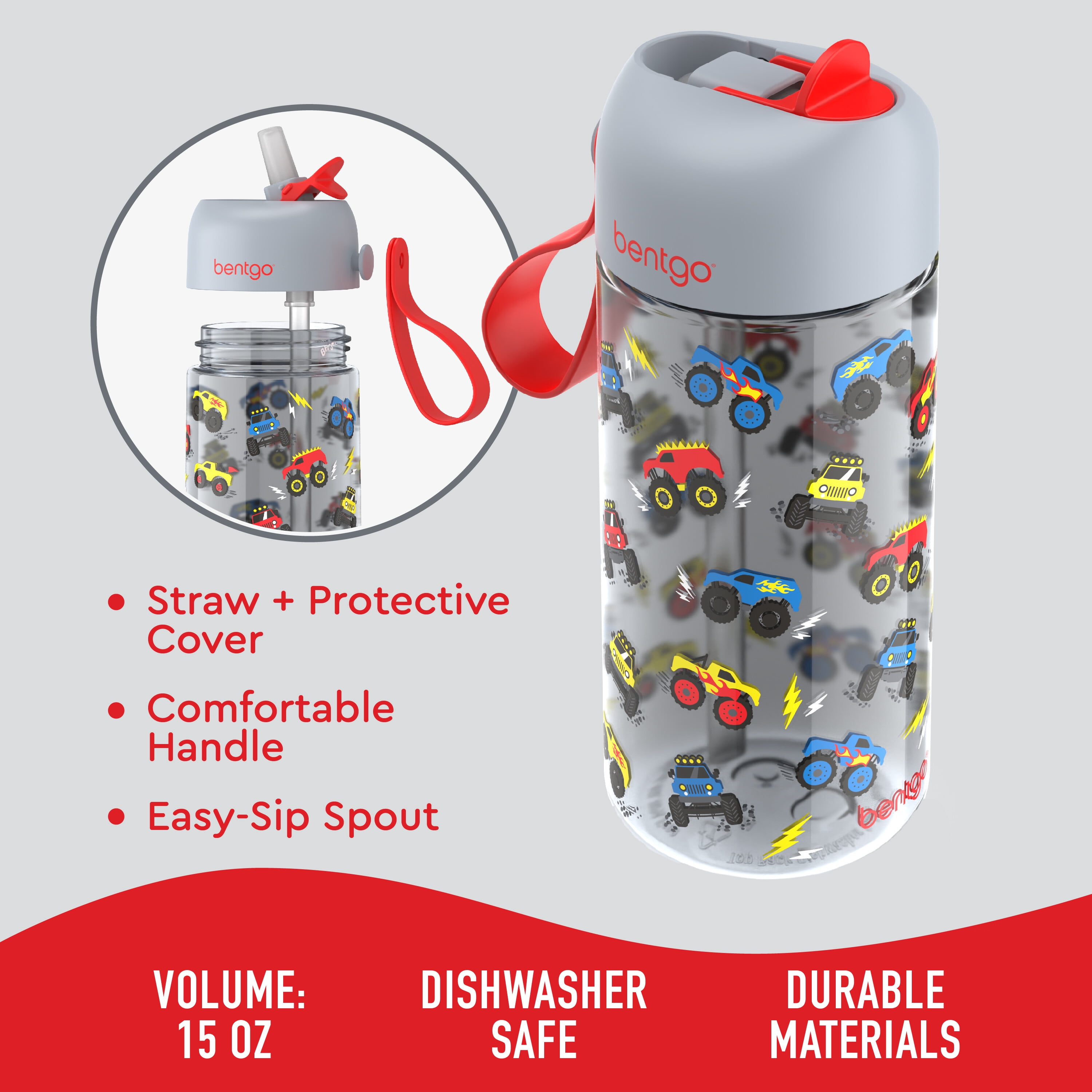 Bentgo Kids Water Bottle (2-Pack) - Trucks