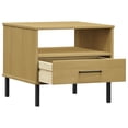 thumbnail image 3 of vidaXL Bedside Table with Metal Legs Brown Solid Wood Pine OSLO, 3 of 5