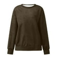 thumbnail image 3 of Brown Womens Sweatshirt Women Autumn Winter Loose Casual Casual Long Sleeves Round Neck Solid Color Sweatershirt Fall Clothes for Women, 3 of 4