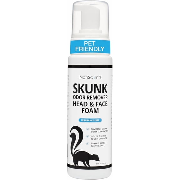 NonScents Skunk Odor Remover Head & Face Foam – Easily Eliminate Skunk Odor from Pets, Carpets, Clothing, Ready-To-Use for Dogs, Cats, Home, Carpet, Car, Clothes - Fragrance Free Freshener