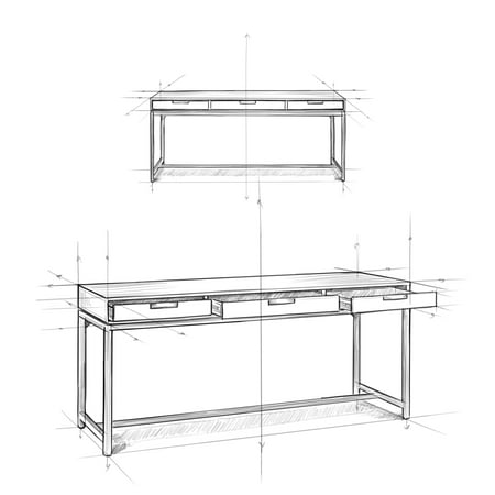 Simpli Home - Banting Rectangular Mid-Century Modern Industrial Solid Rubberwood 3-Drawer Table - Walnut Brown