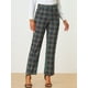 thumbnail image 2 of Pantalones a cuadros casuales para mujer, bolsillos, pierna recta, trabajo, oficina, pantalones Azul Verde S, 2 of 6