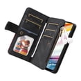 thumbnail image 4 of Multifunctional Case for Motorola Moto G60,Card Slots[RFID Blocking],Durable Flip Folio Kickstand Magnetic Closure Leather Zipper Wallet Wrist Strap Shockproof Case for Motorola Moto G60, Black, 4 of 12