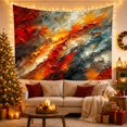 thumbnail image 3 of Layered Red and Orange Paint Textures on Cream Background, Energetic Abstract for Modern Art Lovers, Bold Statement Wall Decor, Housewarming Gift Tapestry Wall Hanging for Living Room and Bedroom, 3 of 7