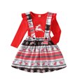 thumbnail image 2 of Seyurigaoka Girl’s Christmas Print Long Sleeve Tops and Suspender Skirt Set, 2 of 9