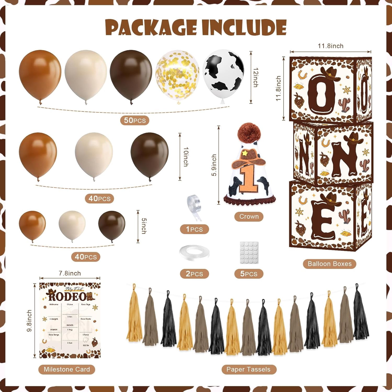 My First Rodeo Decorations Boy, Western Cowboy 1st Birthday Party Decorations, Western Balloon Arch Kit Cowboy Party Supplies Backdrop Photo Banner Tablecloth for 1st Rodeo Birthday Party Decor Boy
