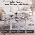 thumbnail image 6 of Glass Coffee Table with Lower Shelf, Holaki Modern Rectangular Tempered Glass Center Table with Metal Legs for Living Room, White, 6 of 8