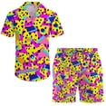 thumbnail image 4 of Conjunto retro psicodélico de los años 80 y 90 con estampado de setas mágicas, camisa 3D, pantalones cortos casuales de playa de gran tamaño, 2 piezas, estilo hawaiano para vacaciones para hombres, 4 of 4