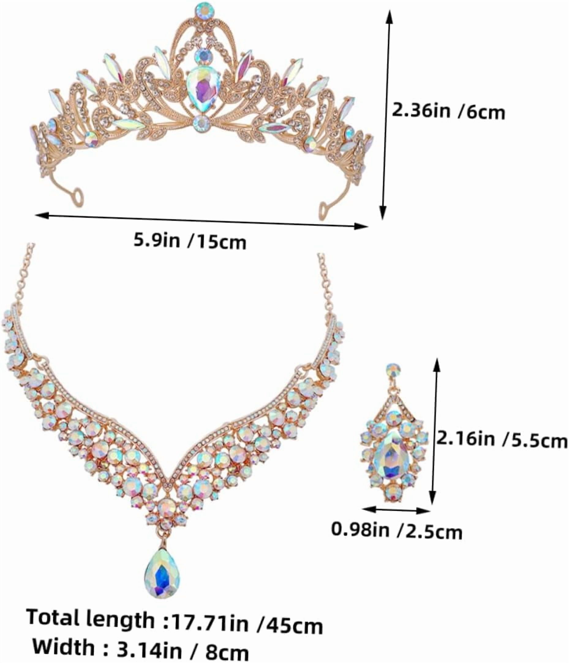 1Set Jewelry Earrings Jewelry Bridal Pro Set with Crown Necklace for Weddings Rhinestone Decorative Accessories intended for Brides Bridesmaids Sophisticated Costume for Extraordinary[d276]