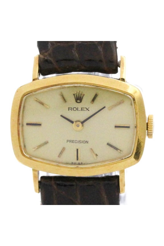 Pre-Owned ROLEX Cellini 2647 18K Gold Leather Hand-Winding Ladies Watch Vintage (Fair)