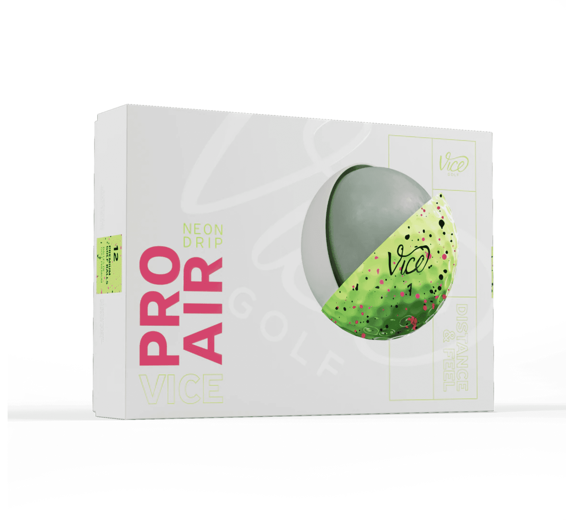 (4 pack) Vice Pro Air Golf Balls, Lime/Pink Drip, 12pk