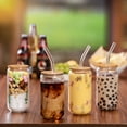 thumbnail image 4 of Set de vasos de vidrio NETANY con tapas de bambú y pajillas, 500 ml x2, 4 of 7