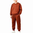 thumbnail image 3 of DJDLJWCJ 2 Piece Boys Sweatsuit Outfit Sets - Fall Lightweight Crewneck Long Sleeve Top and Elastic Waist Jogger Pants Set Coffee Size 7, 3 of 5