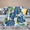 thumbnail image 6 of Blue Hibiscus Flowers Throw Blanket Gifts for Women 50"x60" Aloha Hawaiian Tropical Throw Blanket Ultra Soft Warm Fleece Blanket Novelty Unique Ideas Gifts Blankets Flannel Winter Blanket, 6 of 8