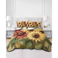 thumbnail image 3 of Summer Sunflowers Twin Size Down Alternative Comforter, Lightweight Comforter Quilt Bedding Set with Pillow Shams Red Yellow Floral Leaf Wood Grain All Seasons Bed Comforter Duvet Insert 68"x86", 3 of 7